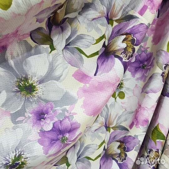 Шторы готовые, рогожка акварель