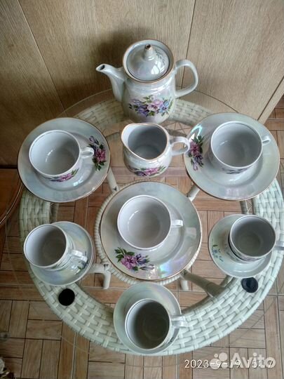 Кофейно-чайный перламутровый сервиз