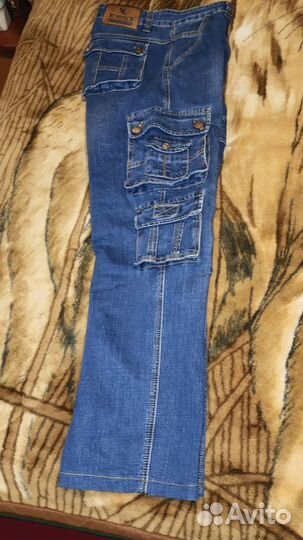 Джинсы широкие мужские синие