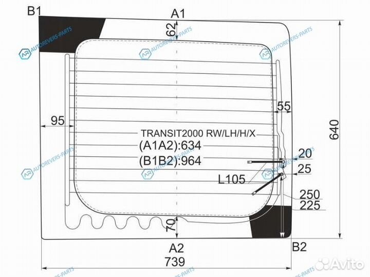Transit2000 rwlhhx Стекло заднее (распашной двери)