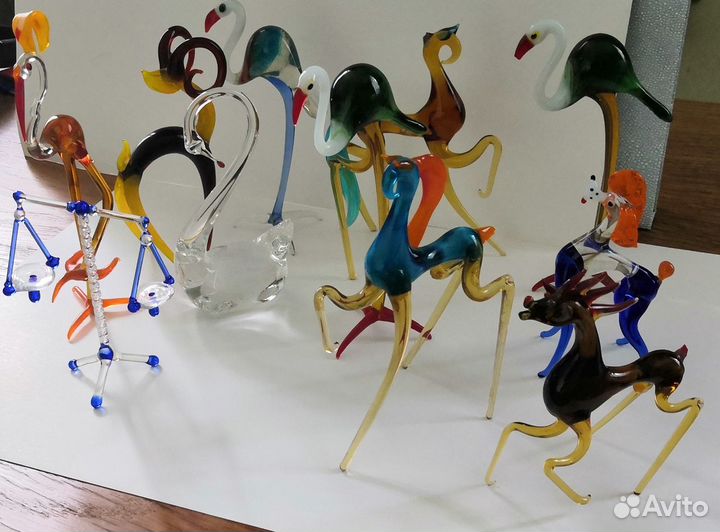 Стеклянные фигурки животных