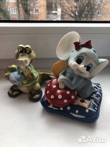 Фигурки керамические (мышка и крокодил)