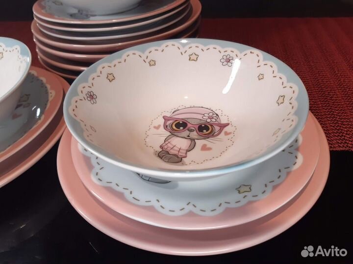 Тарелки и салатники Котик, Пастель (попредметно)
