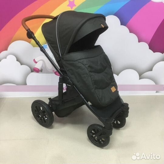 Коляска 3 в 1, черный, надув колеса