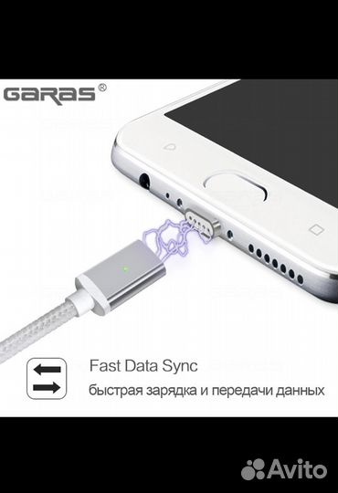 Магнитный кабель для зарядки телефона Garas