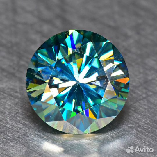 Муассанит 5,28Ct 11х11мм VVS сияющий синий круг