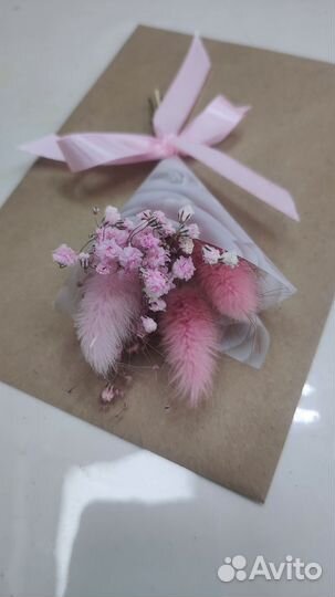 Конверт с мини букетиком из сухоцветов