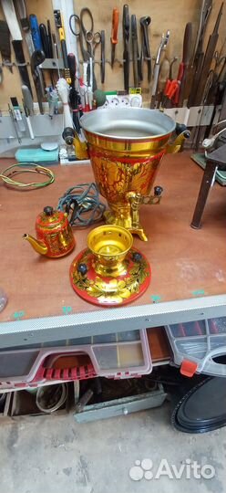 Самовар расписной электрический с заварником