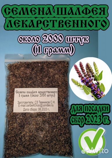 Семена шалфея лекарственного / 2000 шт./ 1 гр