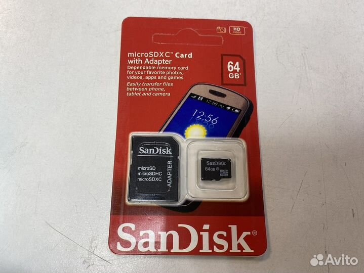 Карта памяти SanDisk Карта microSD 64 гб