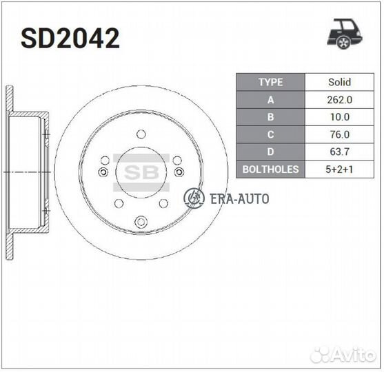 Sangsin brake SD2042 SD2042 диск тормозной задний\