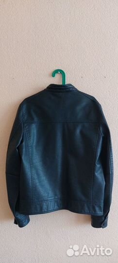 Куртка мужская кожаная размер М темно-синяя