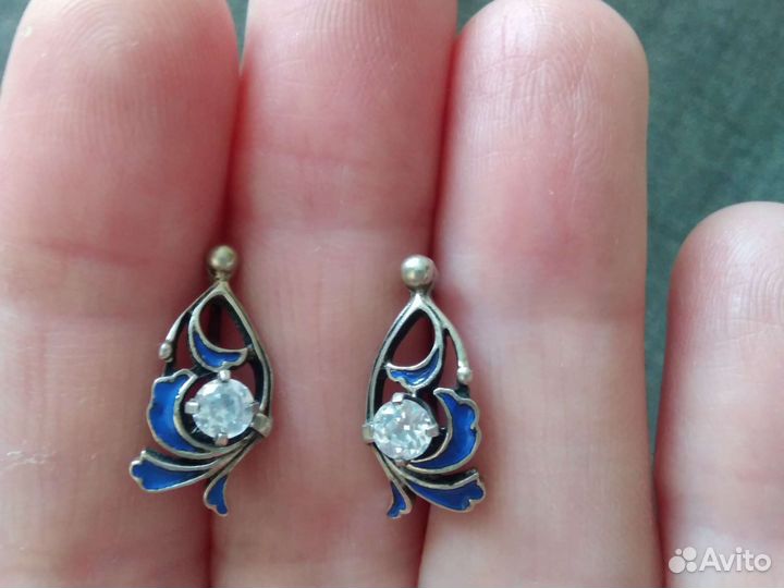 Серьги и кольцо с эмалью СССР