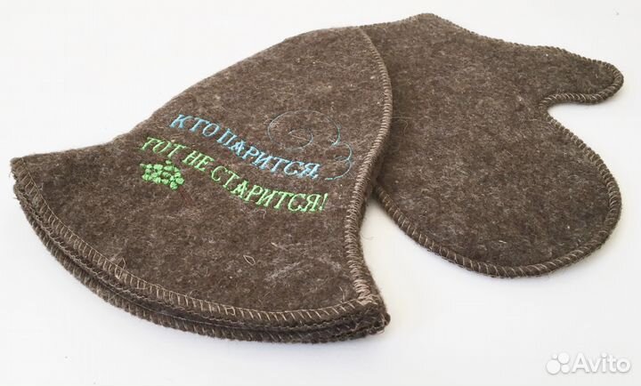 Набор для бани шапка варежка шерсть