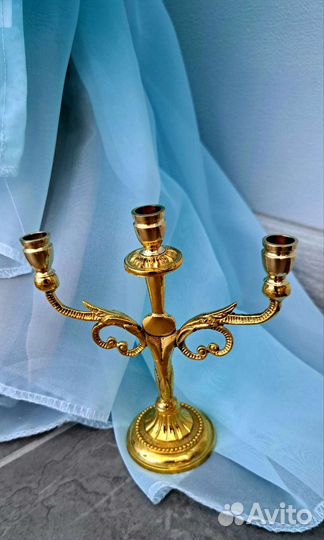 Подсвечник латунь на три свечи Индия