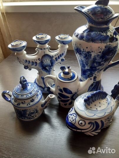 Гжель СССР, авторские работы, посуда