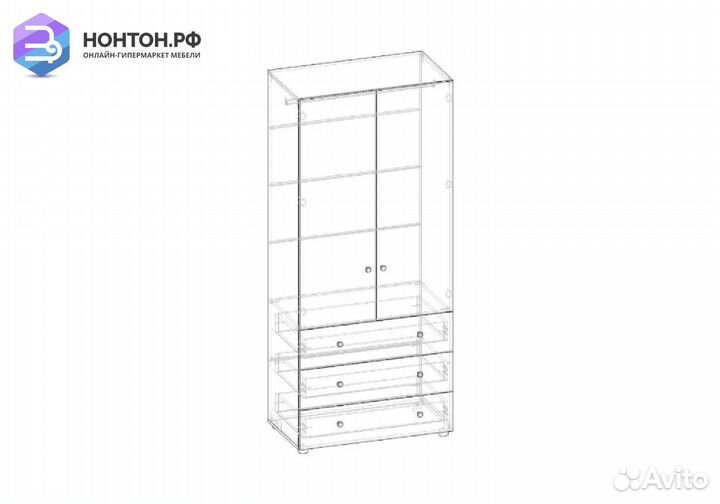 Шкаф 2-створчатый Мийа-3А ясень шимо светлый / фот
