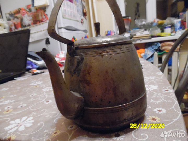 Старинный медный заварочный чайник