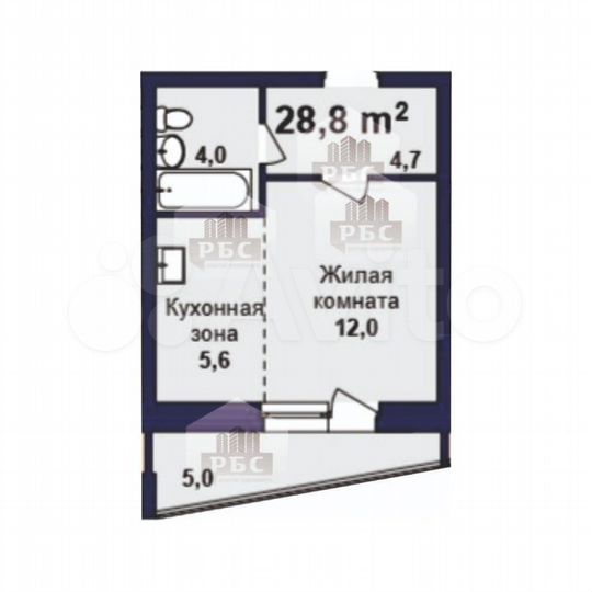 Квартира-студия, 28,8 м², 10/16 эт.