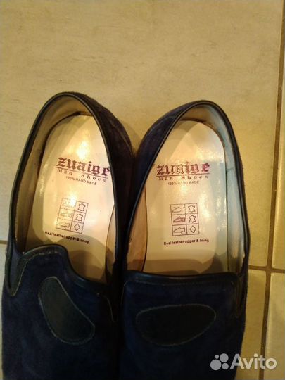 Ботинки велюровые синие