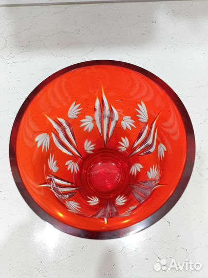 Ваза цветное красное рубиновое стекло СССР
