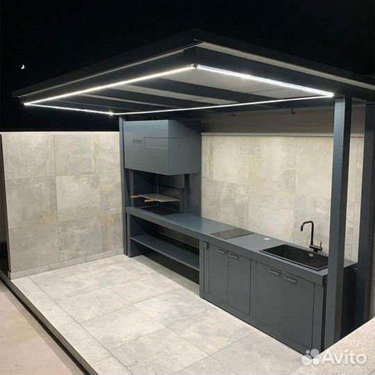 Беседка с мангалом и печкой