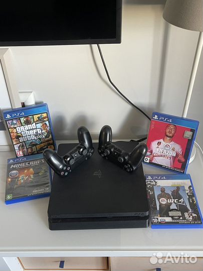 Ps4 slim 500gb + 4 диска