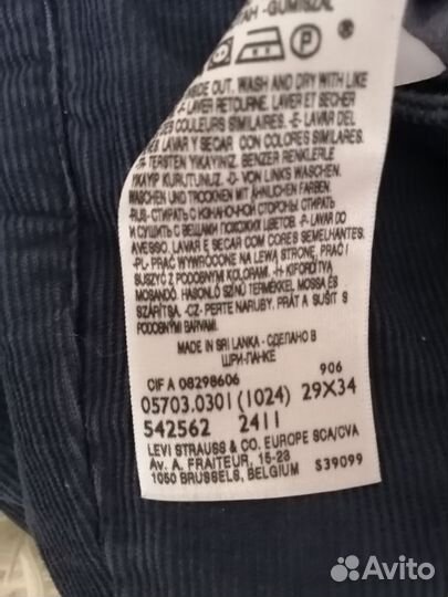 Вельветовые джинсы levis 29/34 женские