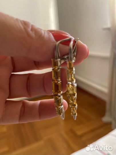 Серьги серебро с цитрином