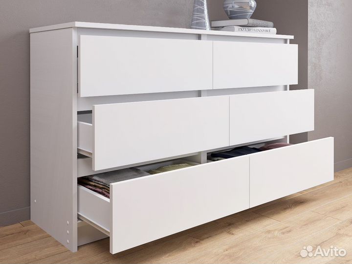 Белый комод как Икеа Мальм (IKEA Malm) 6 ящиков