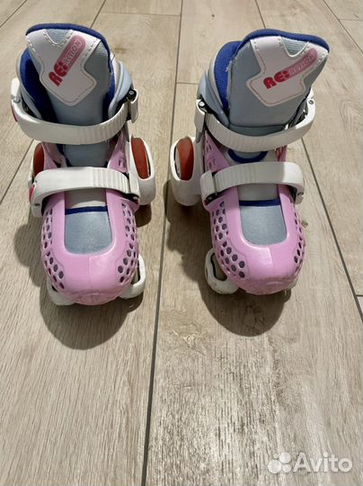 Коньки роликовые, ролики Reaction и шлем