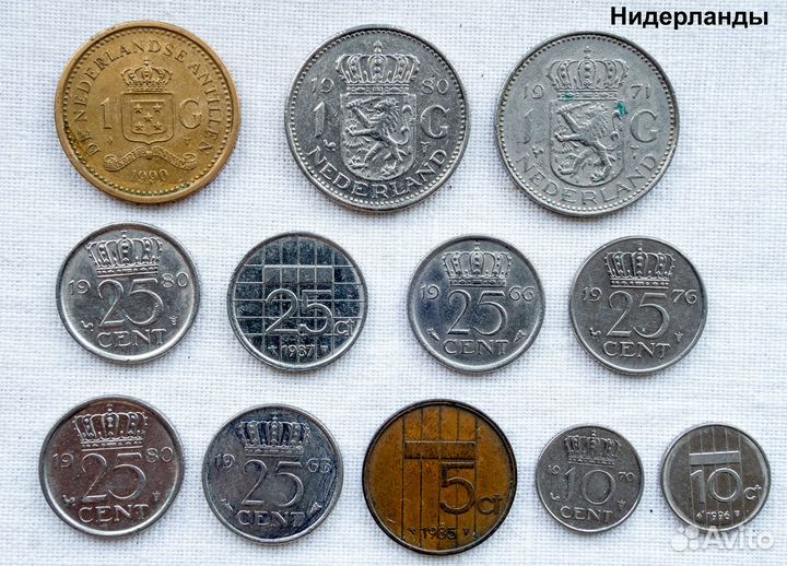 Монеты стран Бенилюкс Голландия Люксембург Бельгия