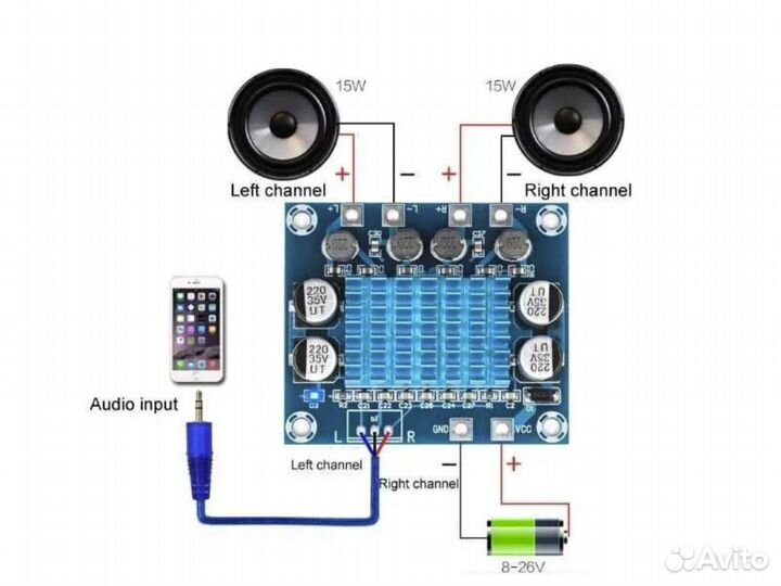 Усилитель звука (унч) 2х30Вт D-класса на TPA3110