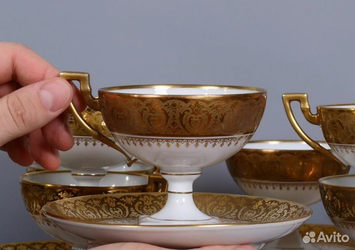 Набор редких антикварных чайных пар. Limoges