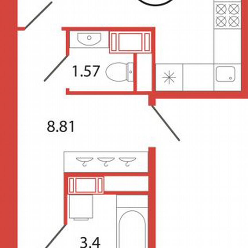 1-к. квартира, 47,9 м², 3/12 эт.