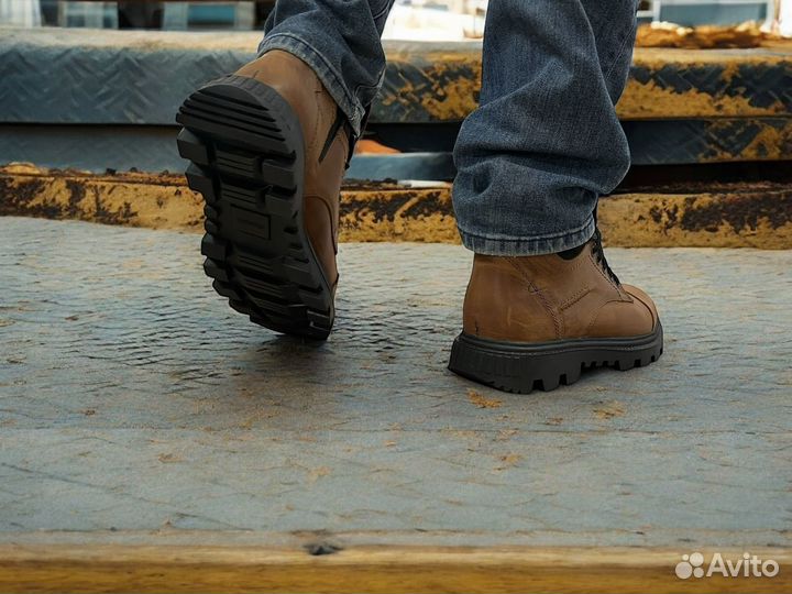 Зимние ботинки в стиле timberland кожаные