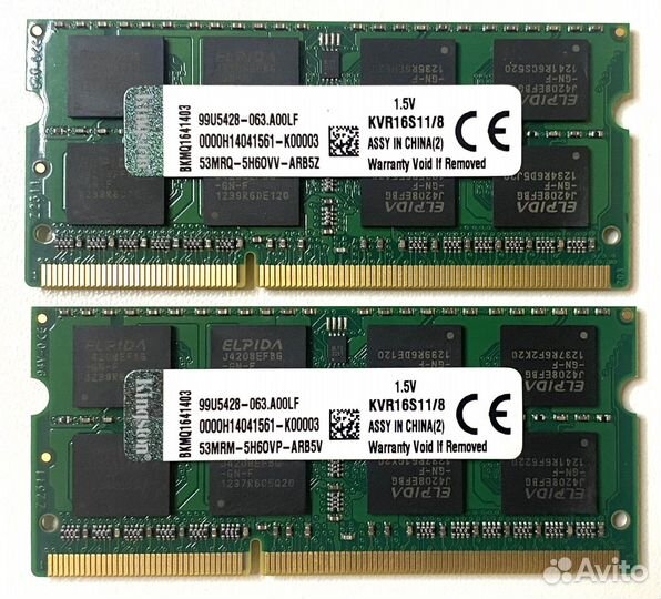 Оперативная память ddr3 8гб 1.35v 1600 SoDimm
