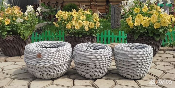 Кашпо комплект из ротанга