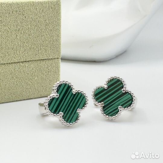 Серьги van cleef малахит