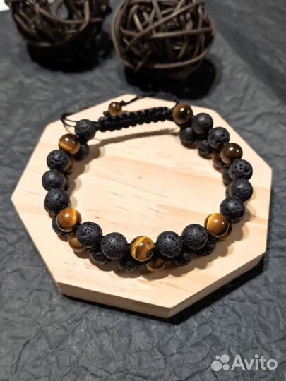 Браслет Шамбала Тигровый глаз и Лава