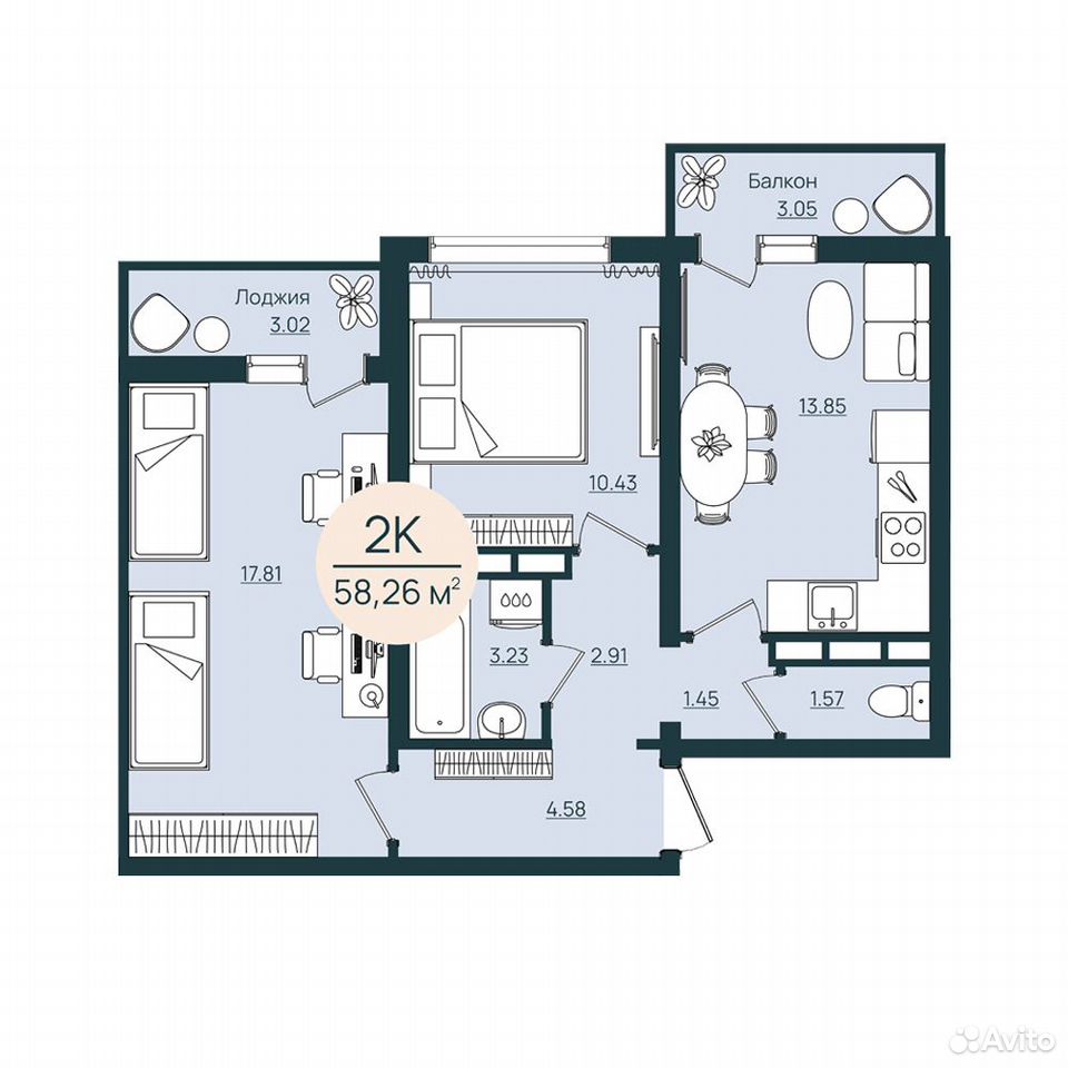 2-к. квартира, 58,3 м², 12/12 эт., Херсон