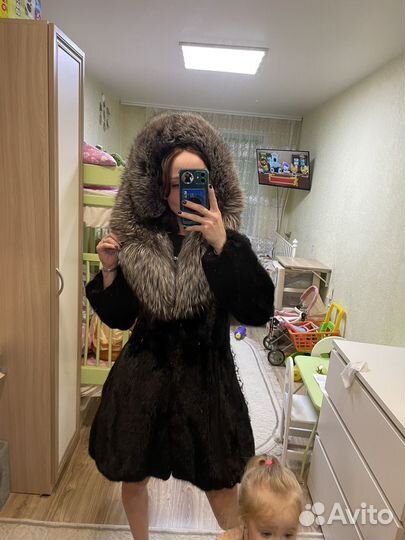 Шуба норковая с капюшоном
