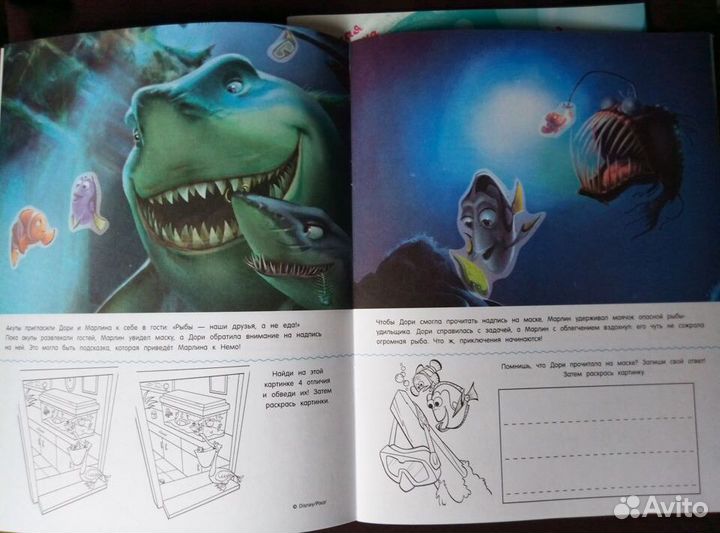 Раскраски в поисках Немо и Дори + наклейки