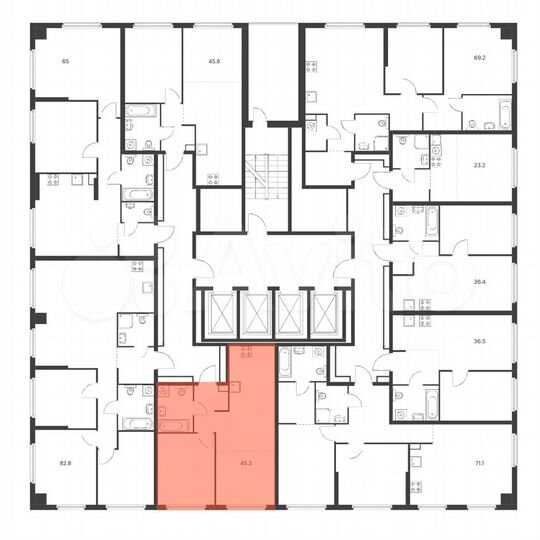 2-к. квартира, 45,3 м², 18/21 эт.