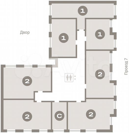 2-к. квартира, 61,6 м², 7/9 эт.