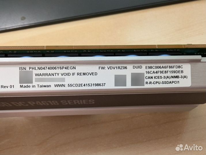 Накопитель Intel SSD DC P4618 PCIe NVMe 0 часов