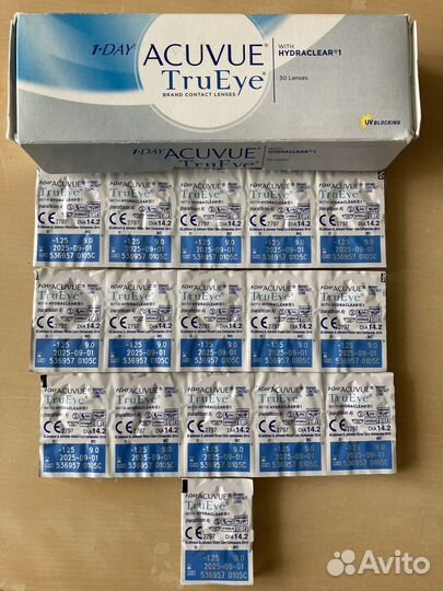 Линзы acuvue trueye -1,25, BC 9,0 16шт