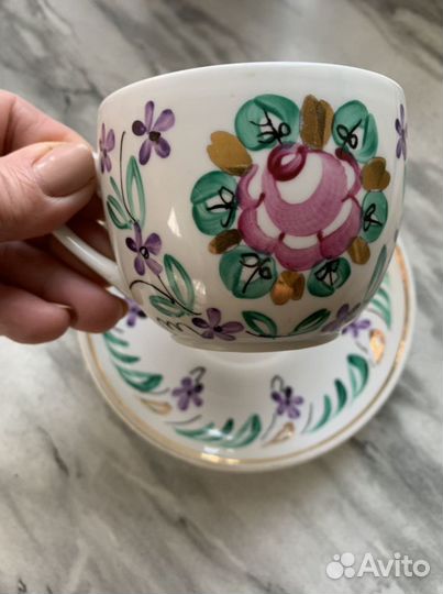 Фарфоровая чайная пара дфз Вербилки