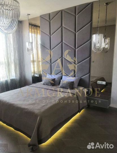 Кровать с мягким изголовьем на заказ