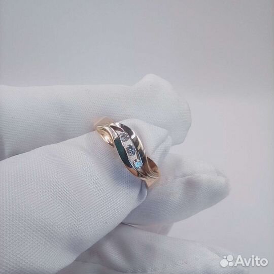 Золотое кольцо с бриллиантами, 585, 3,06гр., р-р 1